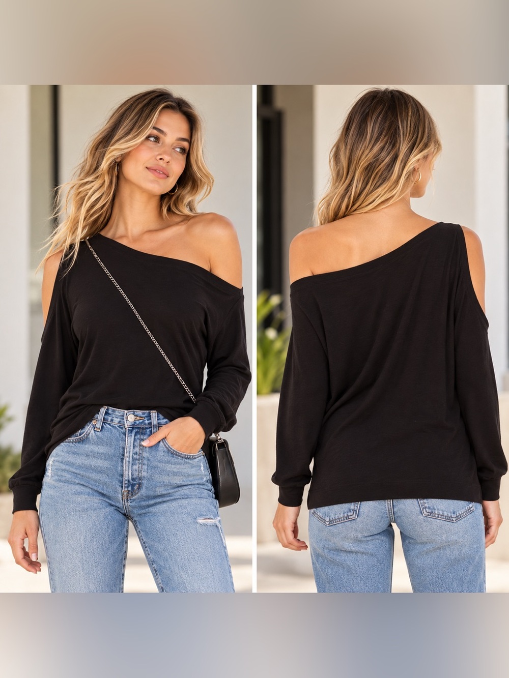 $150msrp Lanston Revolve S Black Porter One Shoulder Pullover Sweater Sweatshirt